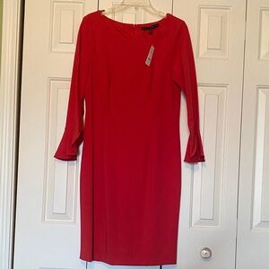 White House Black Market Vibrant Red Long Sleeve Dress